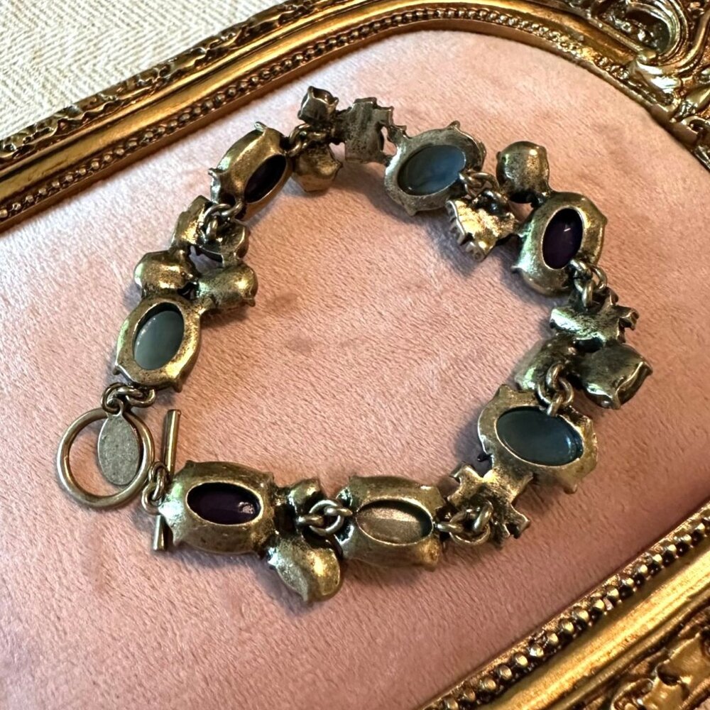 Loft Y2K Style Gemstone-Inspired Bracelet W/ Toggle Closure & Mixed Blue Stones - Picture 5 of 6